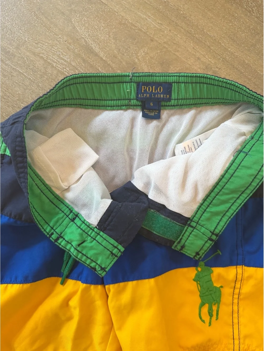 Polo Ralph Lauren Boys Colorblock Swim Trunks Size 6 Classic Preppy Summer Swim